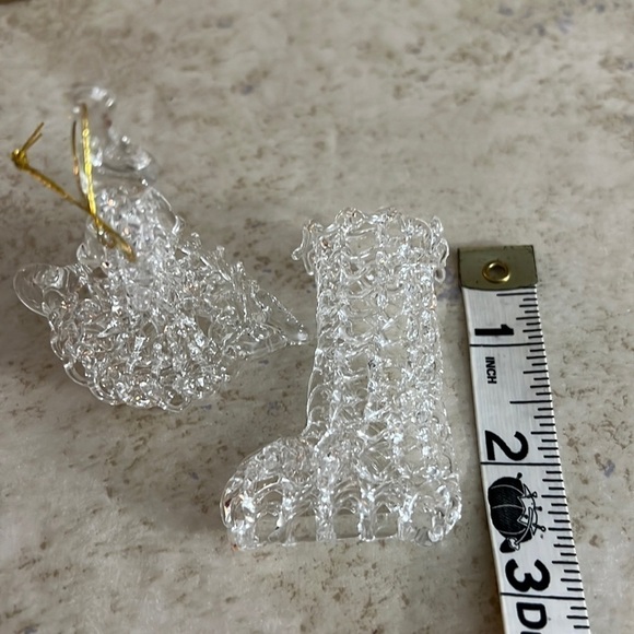 Old Vintage Christmas Spun Glass Ornament Stocking and Candlestick - Picture 5 of 6